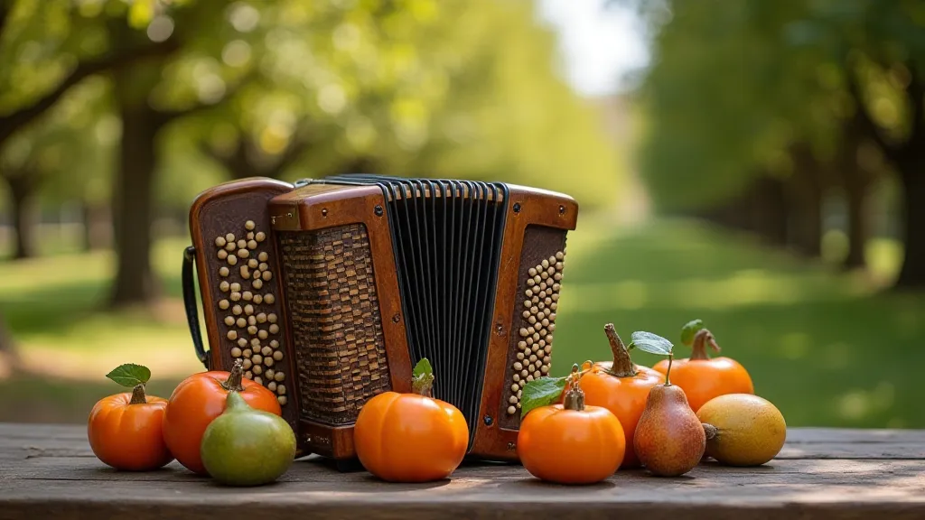 Accordion and unusual fruits