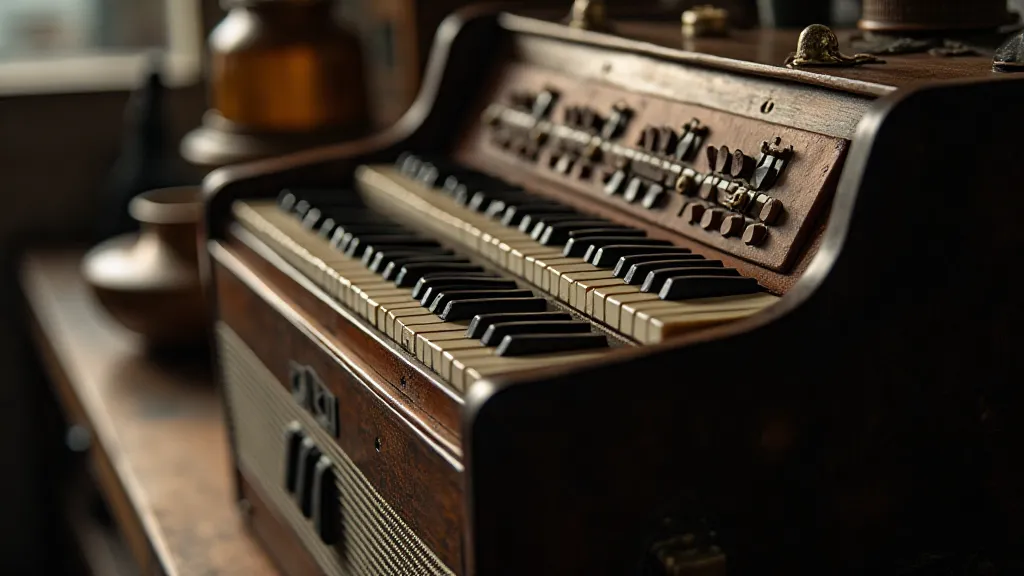 Detail of an antique accordion