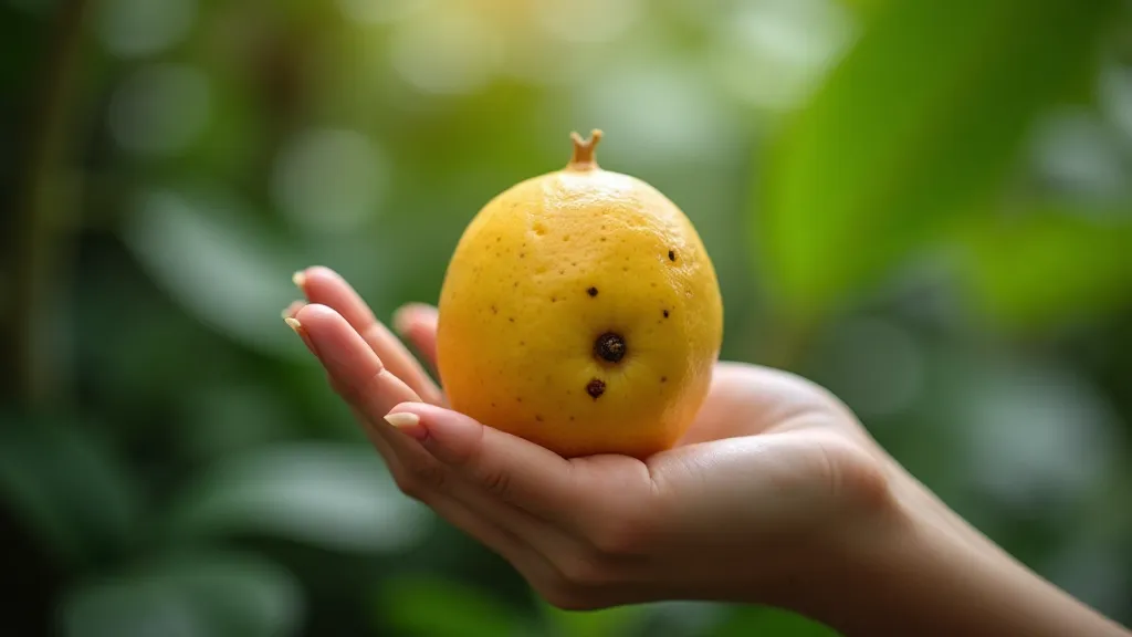 Hand holding a cherimoya fruit
