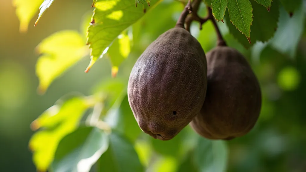 Ripe pawpaws on a tree